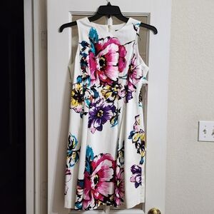 Vince Camuto Floral Fit & Flare Dress Sz 10 NWT Cotton Sleeveless Spring Easter